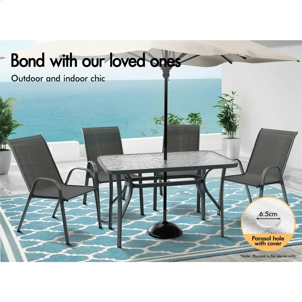 Alfordson 5PCS Outdoor Dining Set Table and Chairs Grey