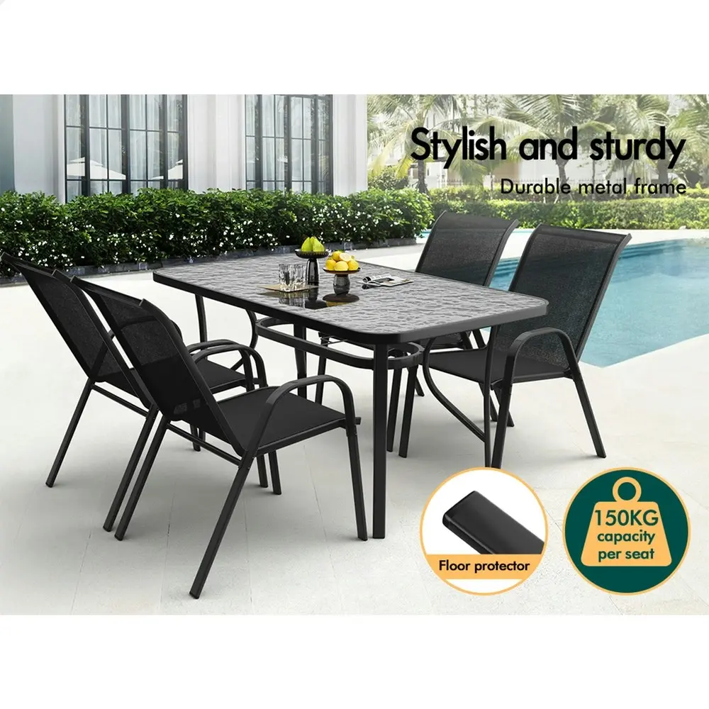 Alfordson 5PCS Outdoor Dining Table and Chairs Set Black