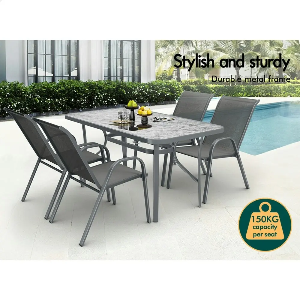 Alfordson 5PCS Outdoor Dining Table and Chairs Set Grey