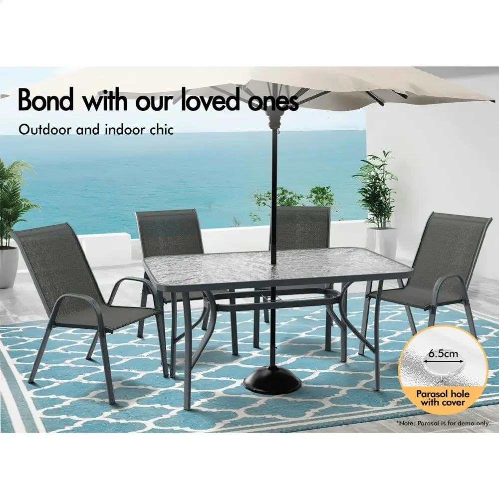 Alfordson 5PCS Outdoor Dining Table and Chairs Set Grey