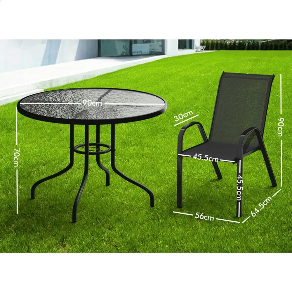 Alfordson 5PCS Outdoor Dining Set  Round Table and Chairs Black