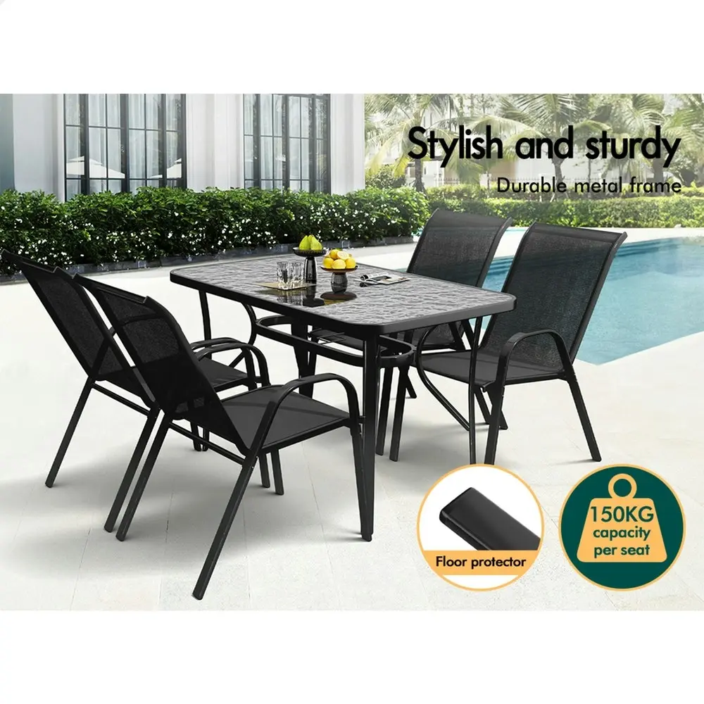 Alfordson 5PCS Outdoor Dining Set Table and Chairs Black