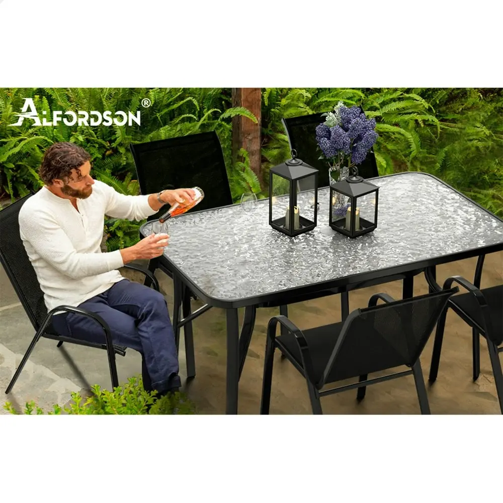 Alfordson 5PCS Outdoor Dining Set Table and Chairs Black