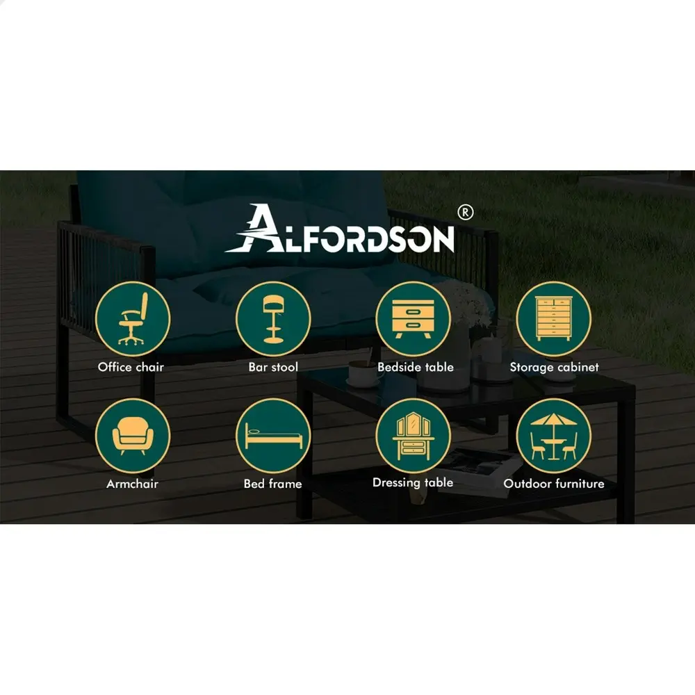 Alfordson 2PCS Outdoor Lounge Sofa Set Wicker Furniture Table and Chairs Garden Blue