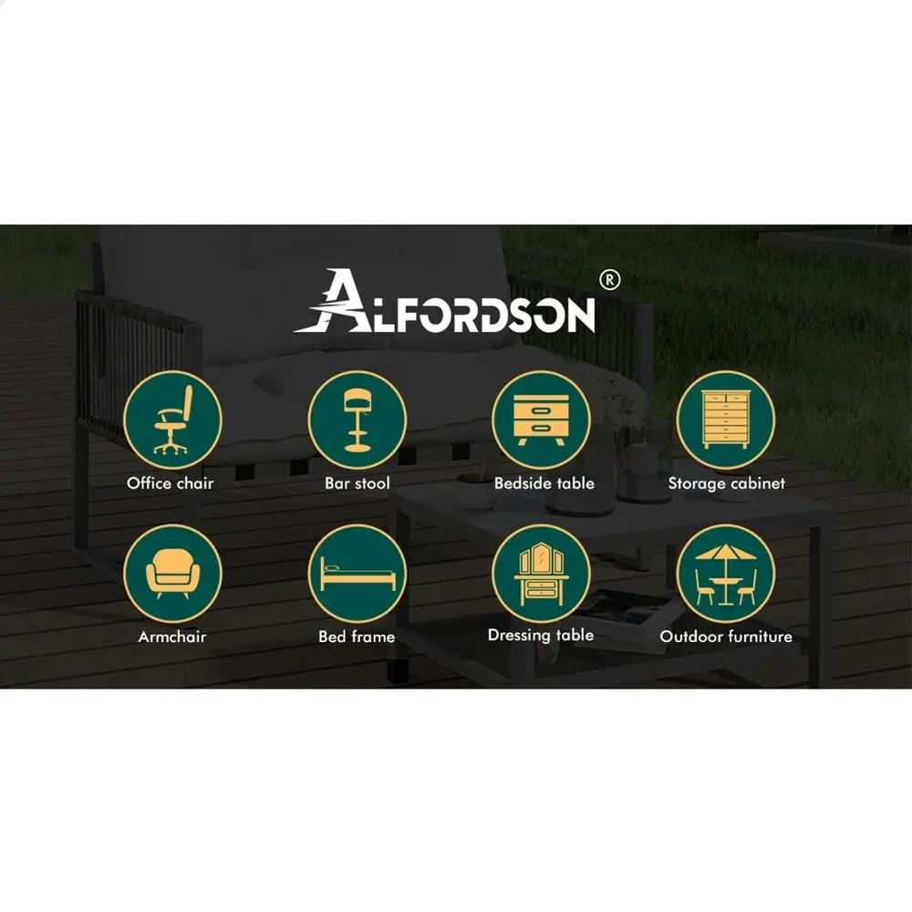 Alfordson 2PCS Outdoor Lounge Sofa Set Wicker Furniture Table and Chairs Garden Beige