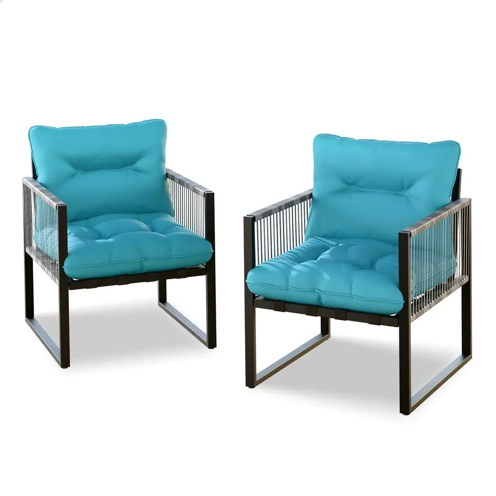 Alfordson Outdoor Furniture 2x Lounge Chairs Patio Garden Armchair Rattan Chair Blue