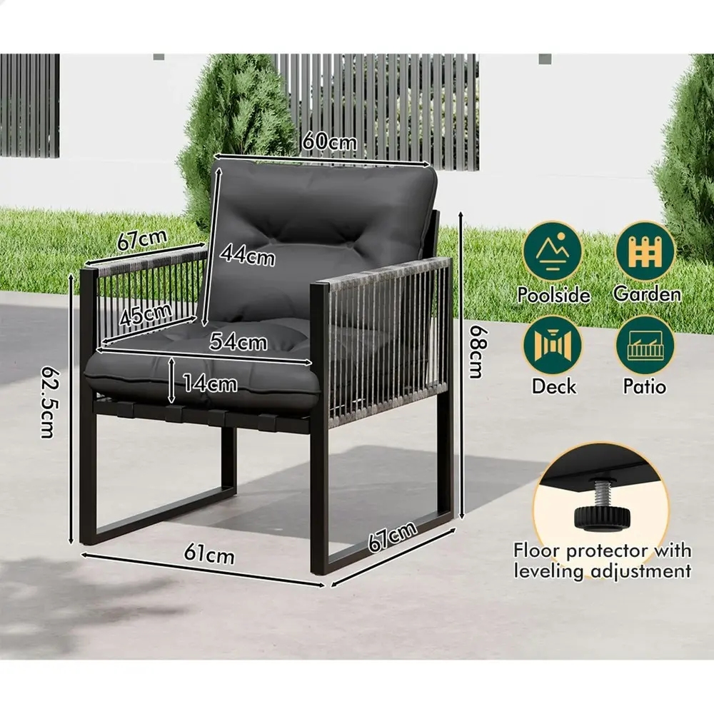 Alfordson Outdoor Furniture 2x Lounge Chairs Patio Garden Armchair Rattan Chair Black Grey