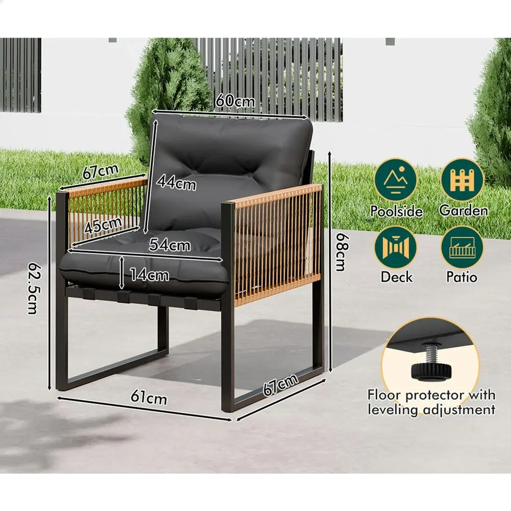 Alfordson Outdoor Furniture 2x Lounge Chairs Patio Garden Armchair Rattan Chair Grey