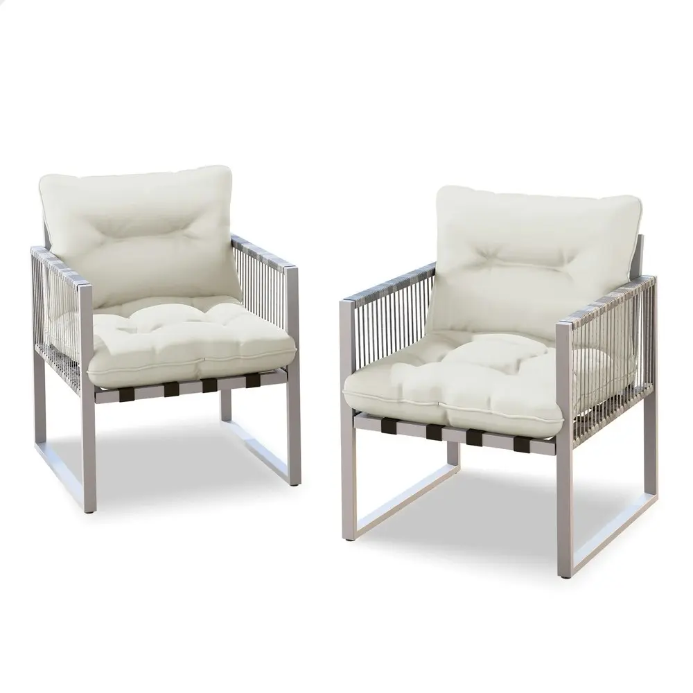 Alfordson Outdoor Furniture 2x Lounge Chairs Patio Garden Armchair Rattan Chair Beige