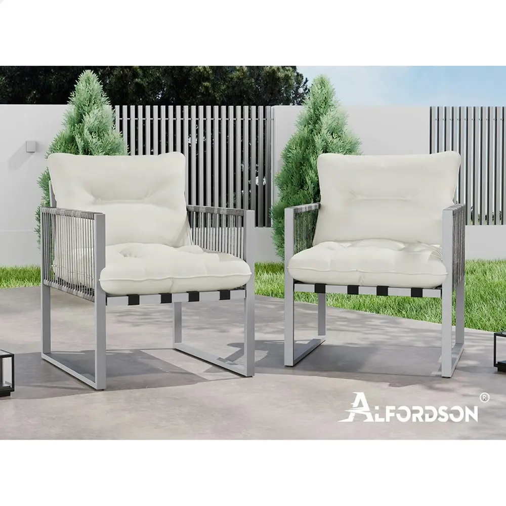 Alfordson Outdoor Furniture 2x Lounge Chairs Patio Garden Armchair Rattan Chair Beige