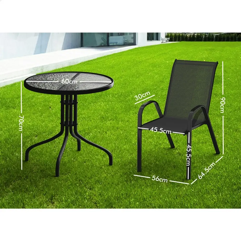 Alfordson 5PCS Outdoor Furniture Table and Chairs Set Round Black