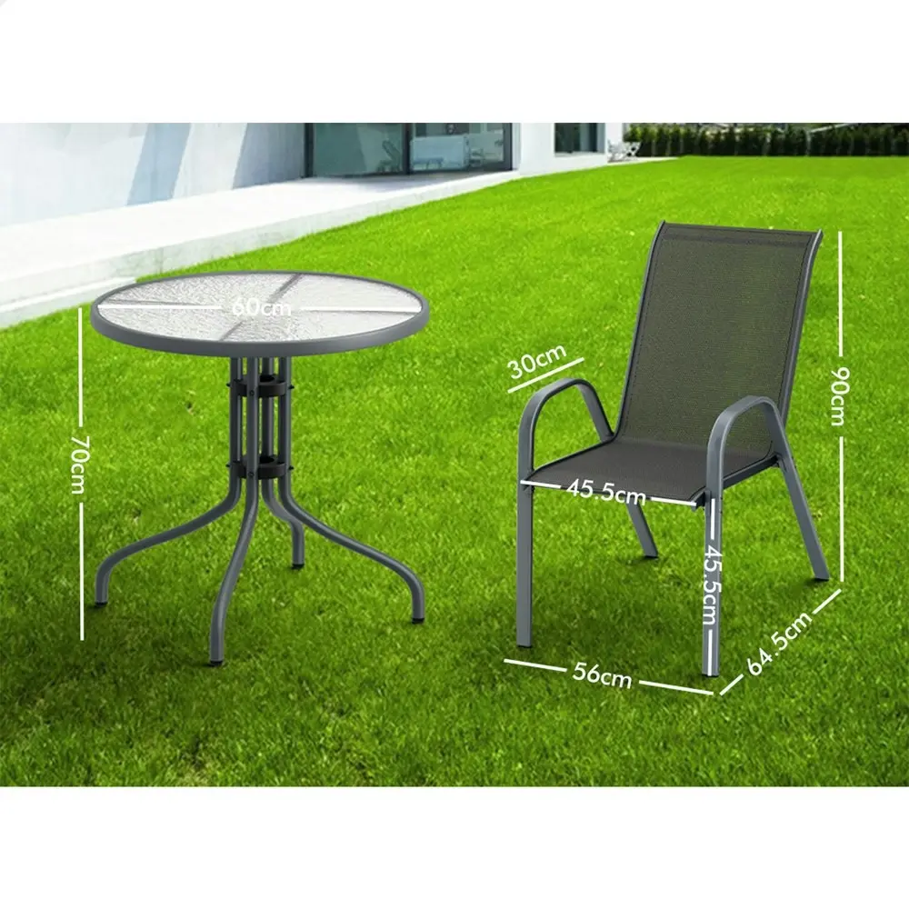 Alfordson 5PCS Outdoor Furniture Table and Chairs Set Round Grey