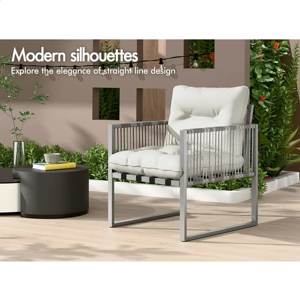 Alfordson 4PCS Outdoor Furniture Lounge Sofa Set Wicker Furniture Table and Chairs Garden Beige