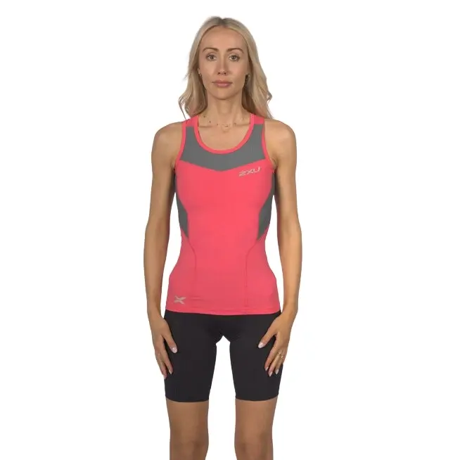 2XU Women's Compression Tank - Tangerine, Grey