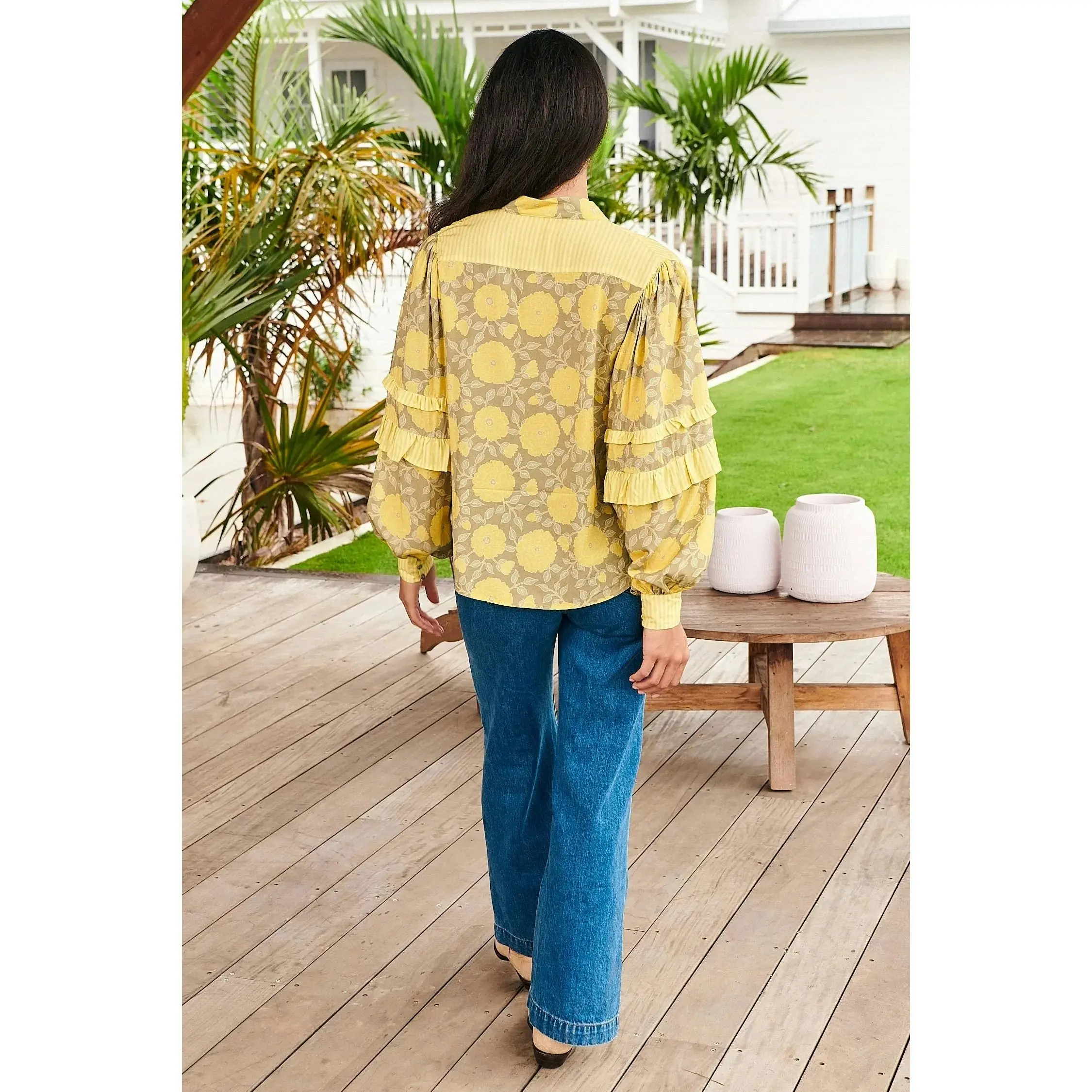 Jaase Brighton Print Oliver Long Sleeve Blouse - Yellow