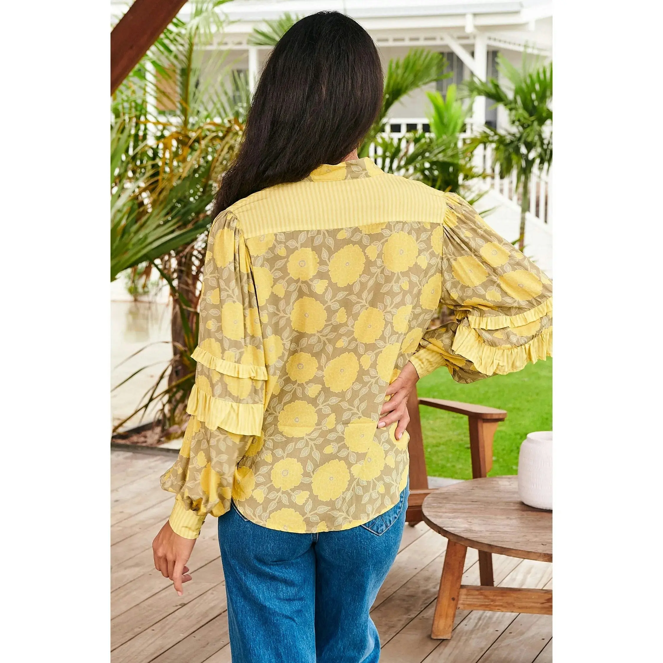 Jaase Brighton Print Oliver Long Sleeve Blouse - Yellow