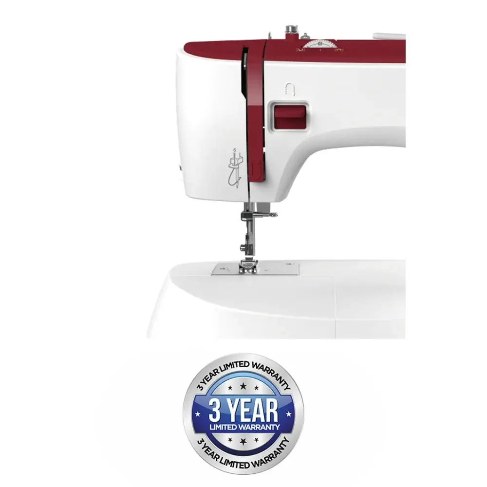 NECCHI K417A Sewing Machine, Manual Select 17 Stitch, Burgundy Cream