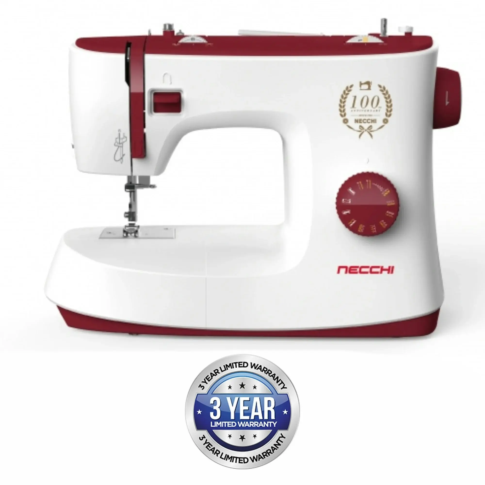 NECCHI K417A Sewing Machine, Manual Select 17 Stitch, Burgundy Cream