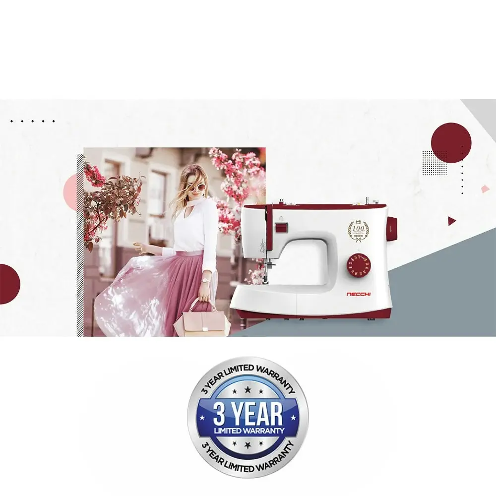 NECCHI K417A Sewing Machine, Manual Select 17 Stitch, Burgundy Cream