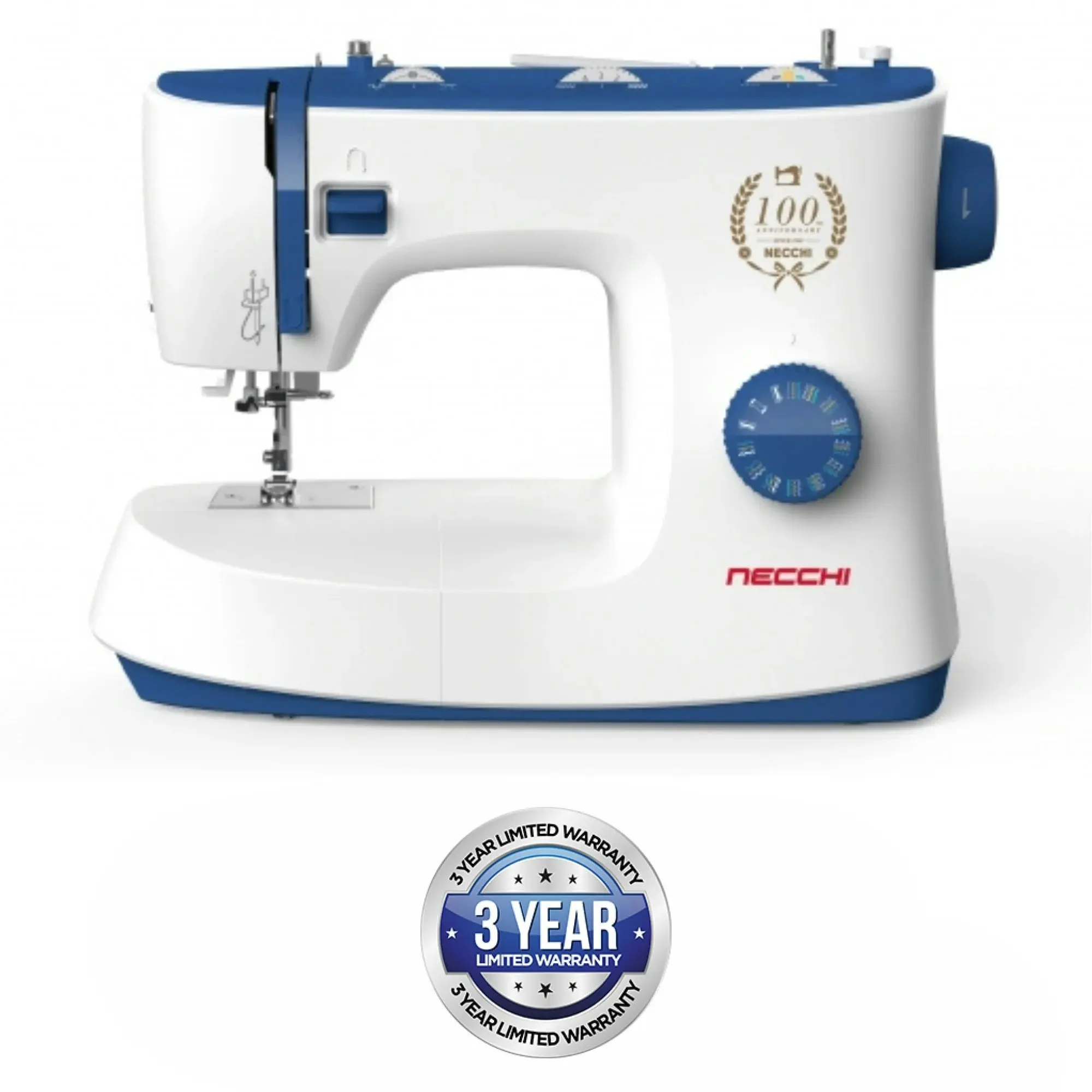 NECCHI K432A Sewing Machine, Manual Select 32 Stitch, Blue Cream