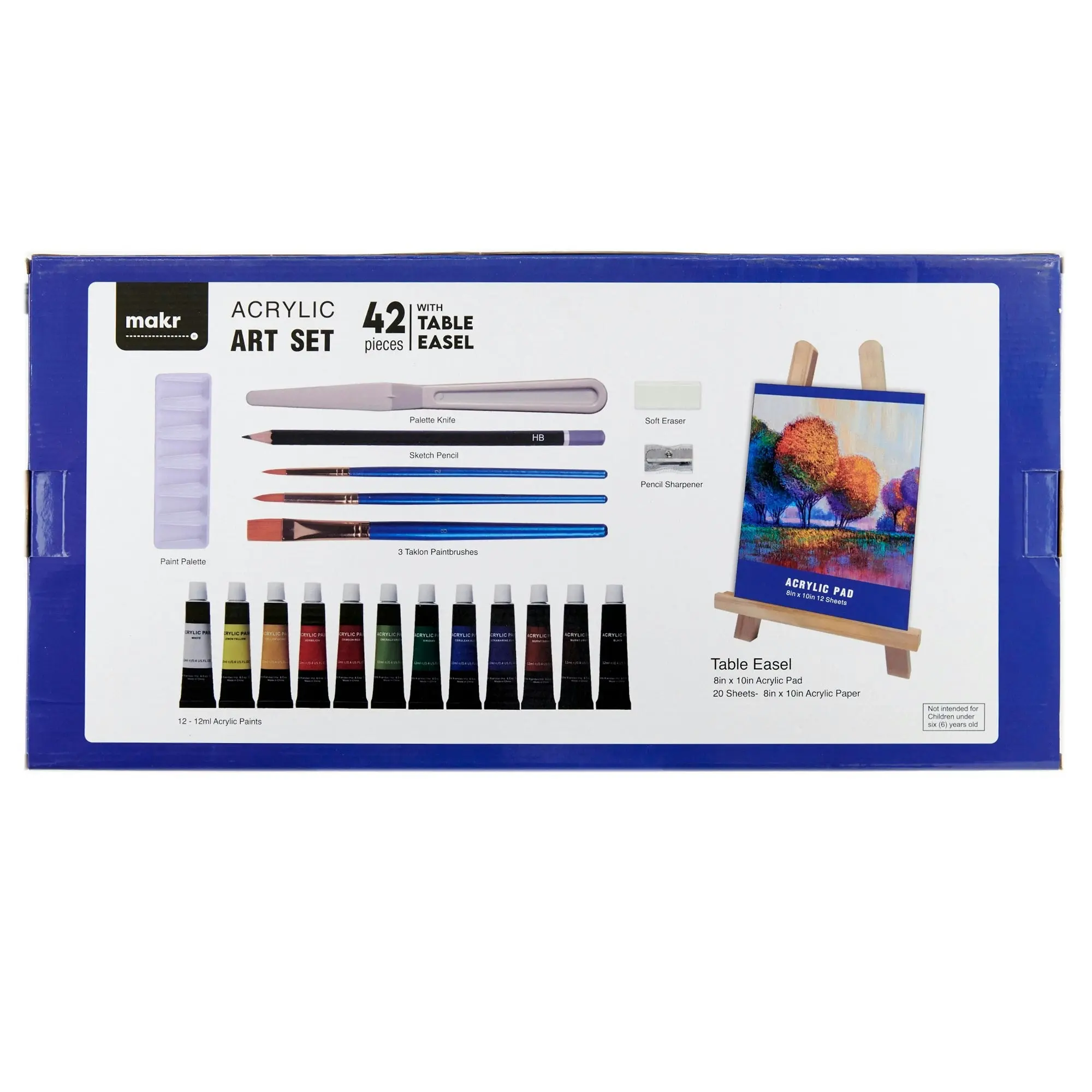 Makr Acrylic Art Set With Table Easel, 42pc