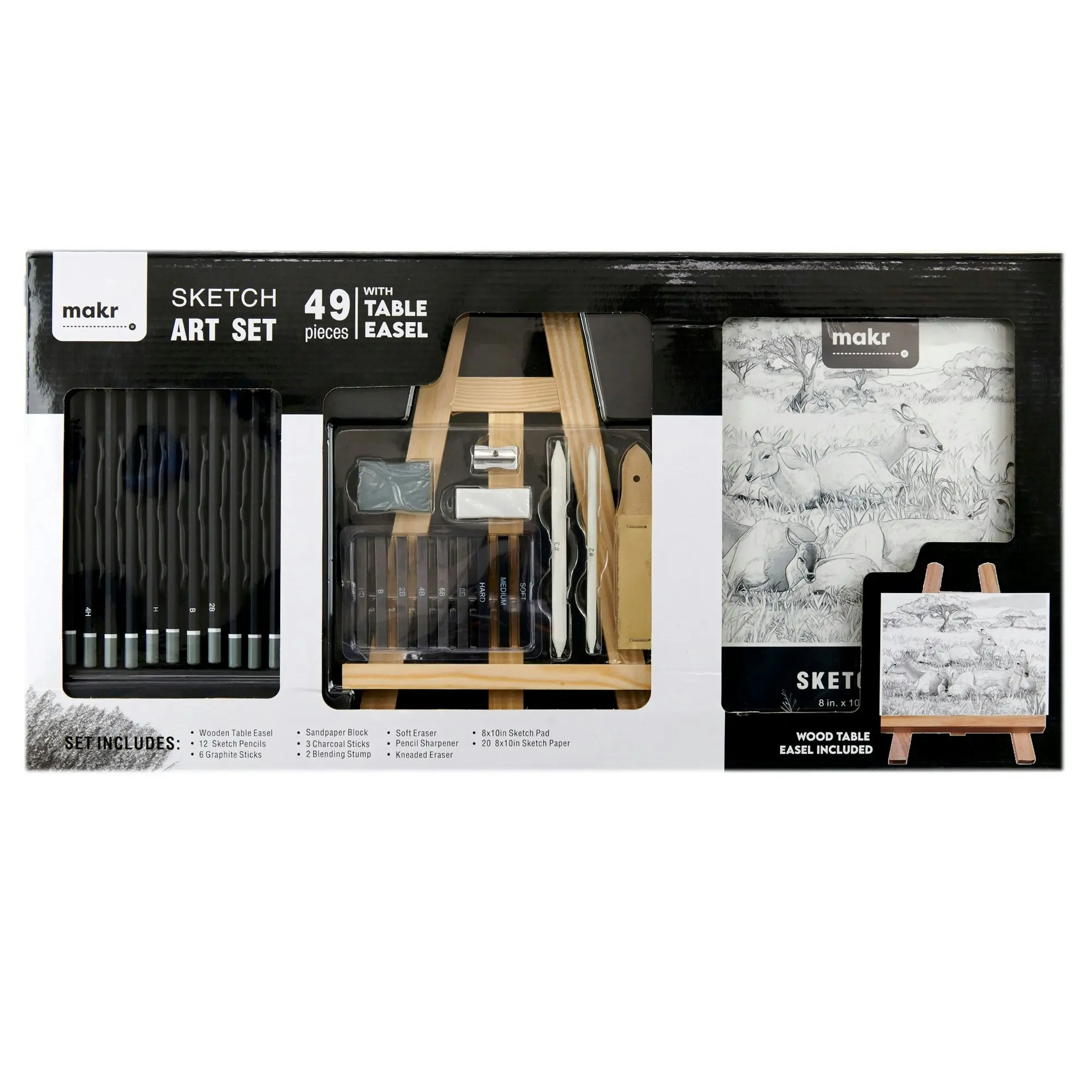 Makr Sketch Art Set With Table Easel, 49pc