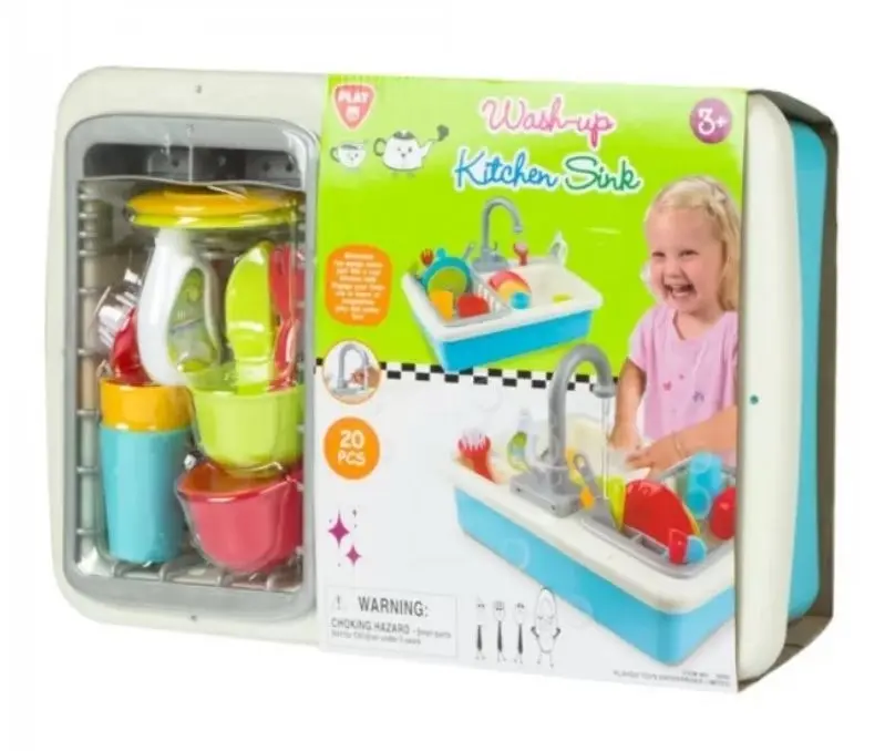 Playgo Wash-Up Kitchen Sink with 20 Accessories