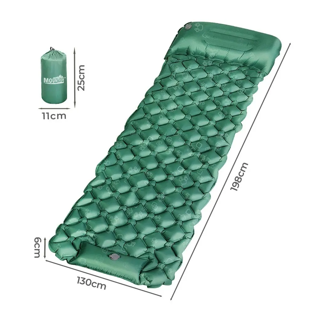 Mountview Sleeping Pad Inflatable Mattress Camping Mat Air Bed Single Pillow 6CM