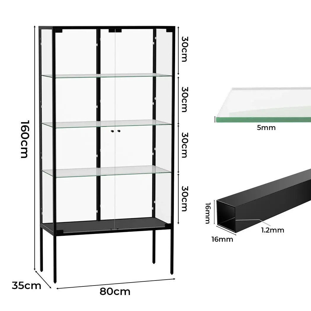 Stacked 5mm Tempered Glass Display Cabinet Steel Collections  4 Tier 160m Tall