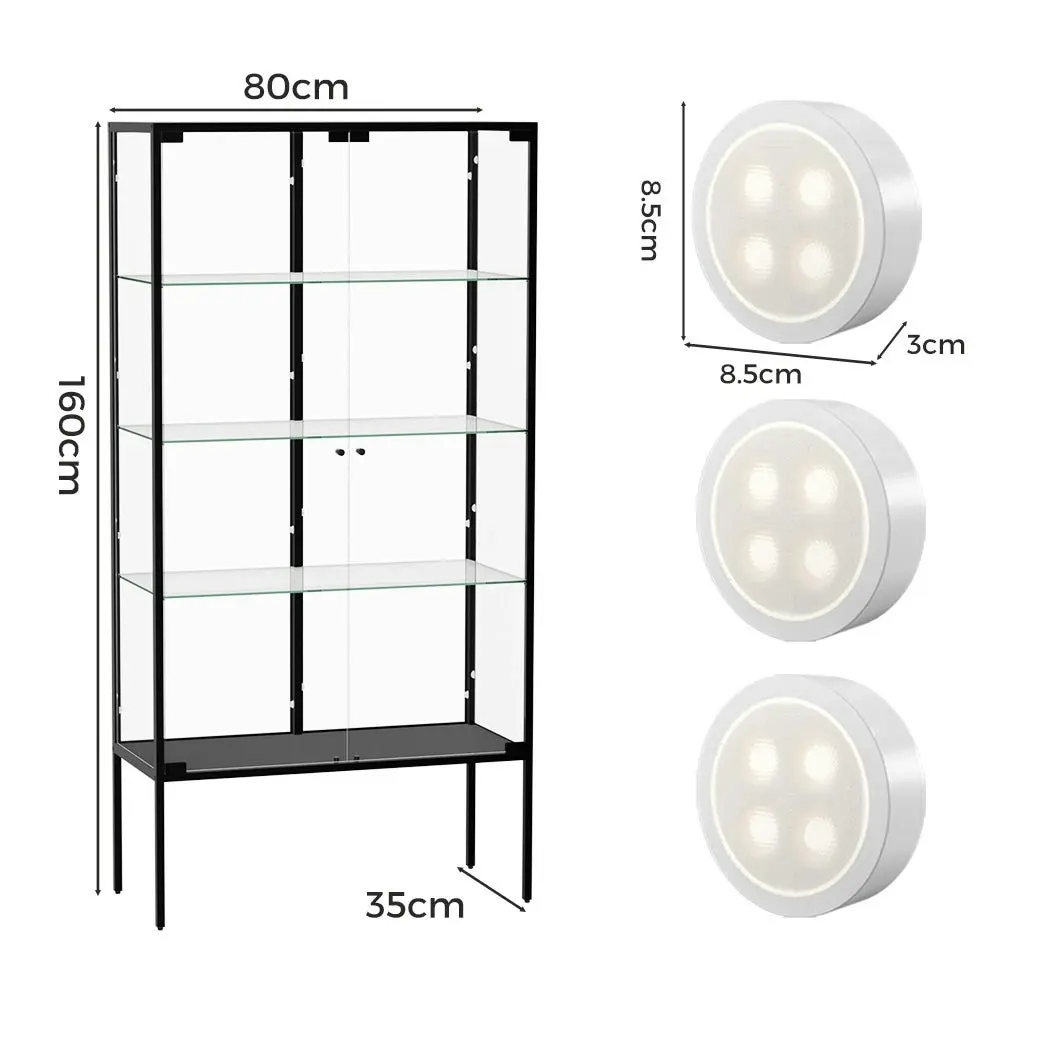 Stacked Tempered Glass LED Display Cabinet Steel Collections With RGB Light