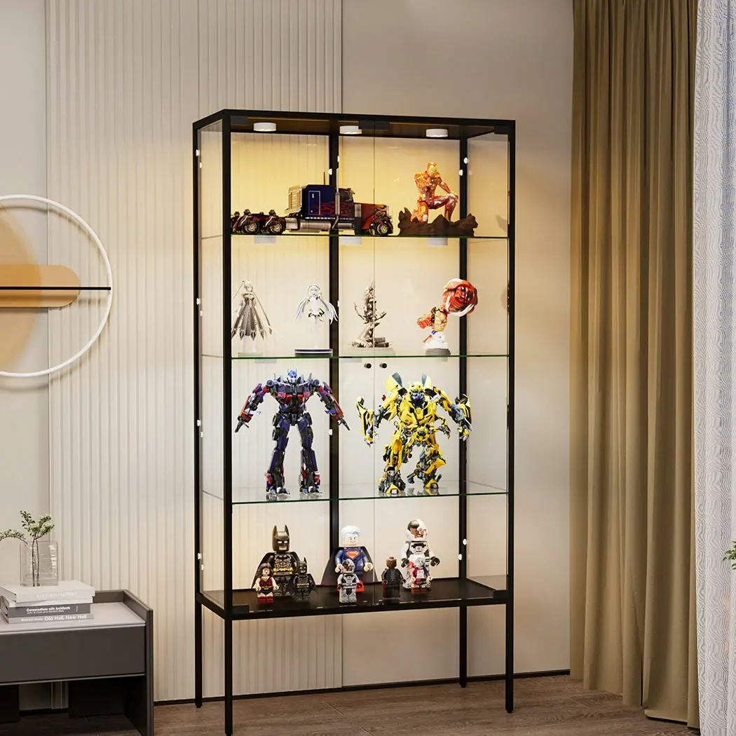 Stacked Tempered Glass LED Display Cabinet Steel Collections With RGB Light