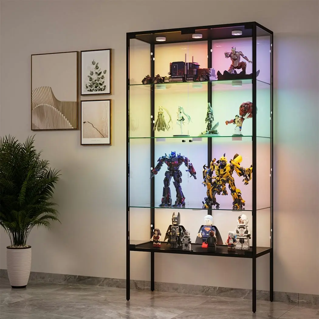 Stacked Tempered Glass LED Display Cabinet Steel Collections With RGB Light