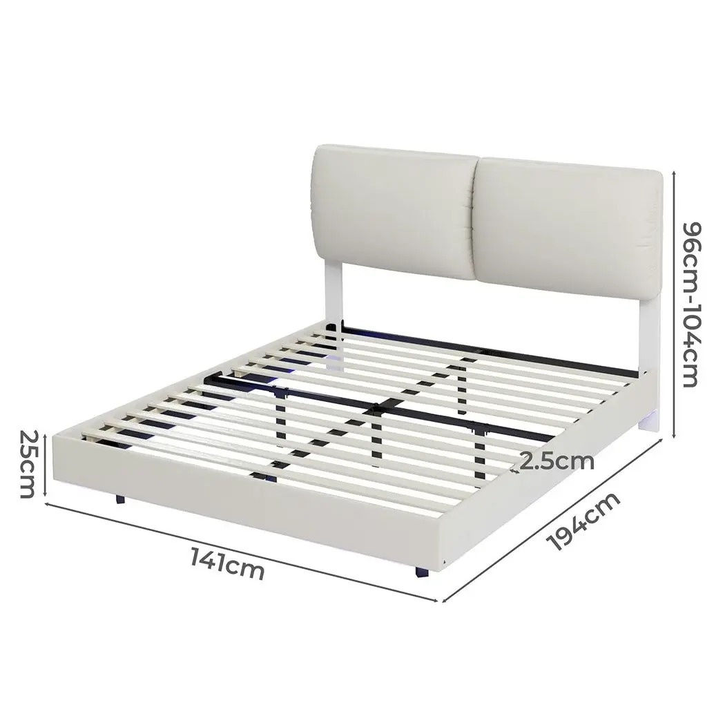 Levede Floating Bed Frame LED Light Soft Headboard Base Platform Double Queen