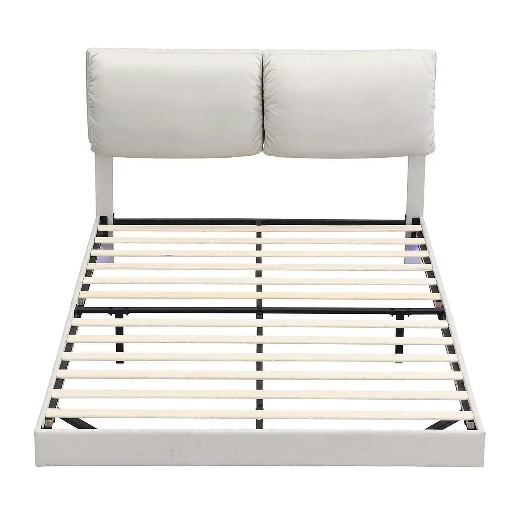 Levede Floating Bed Frame LED Light Soft Headboard Base Platform Double Queen