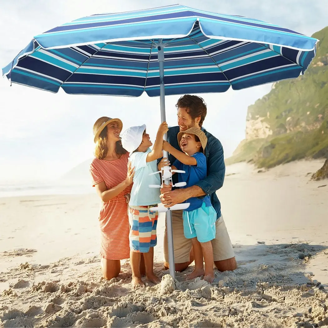 Centra 2M Outdoor Beach Umbrella Tilting Patio Tropical Sun Shelter Parasol Blue