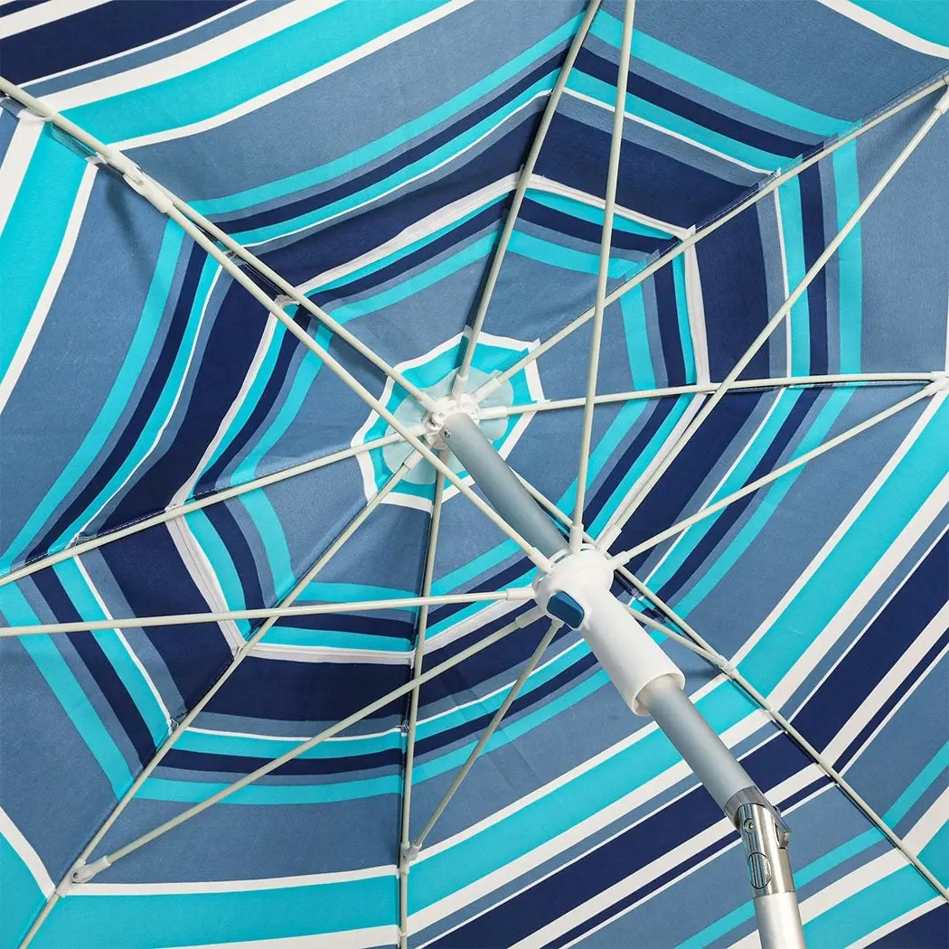 Centra 2M Outdoor Beach Umbrella Tilting Patio Tropical Sun Shelter Parasol Blue