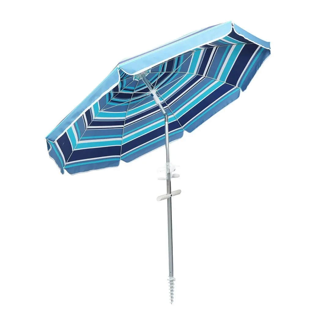 Centra 2M Outdoor Beach Umbrella Tilting Patio Tropical Sun Shelter Parasol Blue