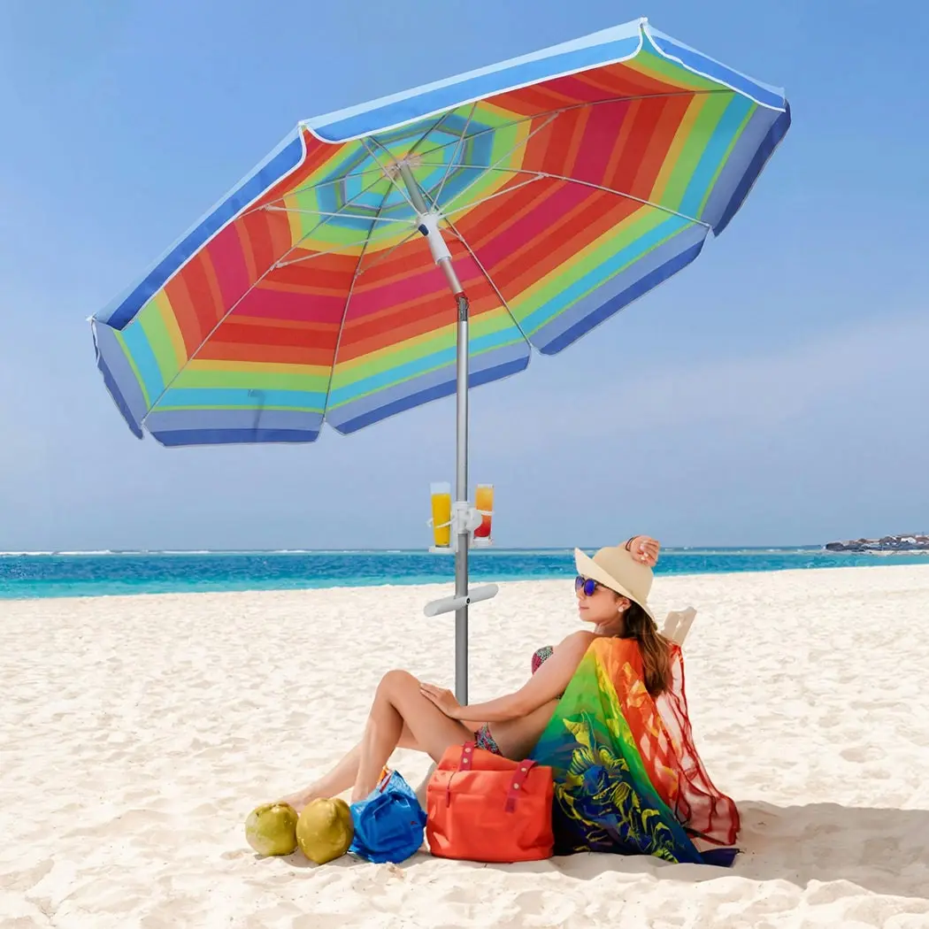 Centra 2M Outdoor Beach Umbrella Tilting Patio Tropical Shelter Parasol Colorful