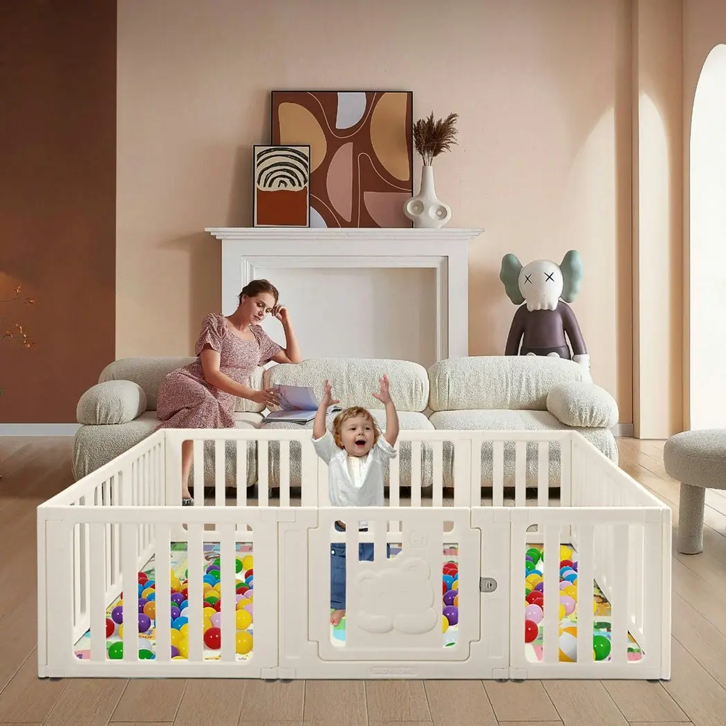 BoPeep Kids Playpen Baby Safety Gate With Lock Toddler Play Game Toy 12 Panel