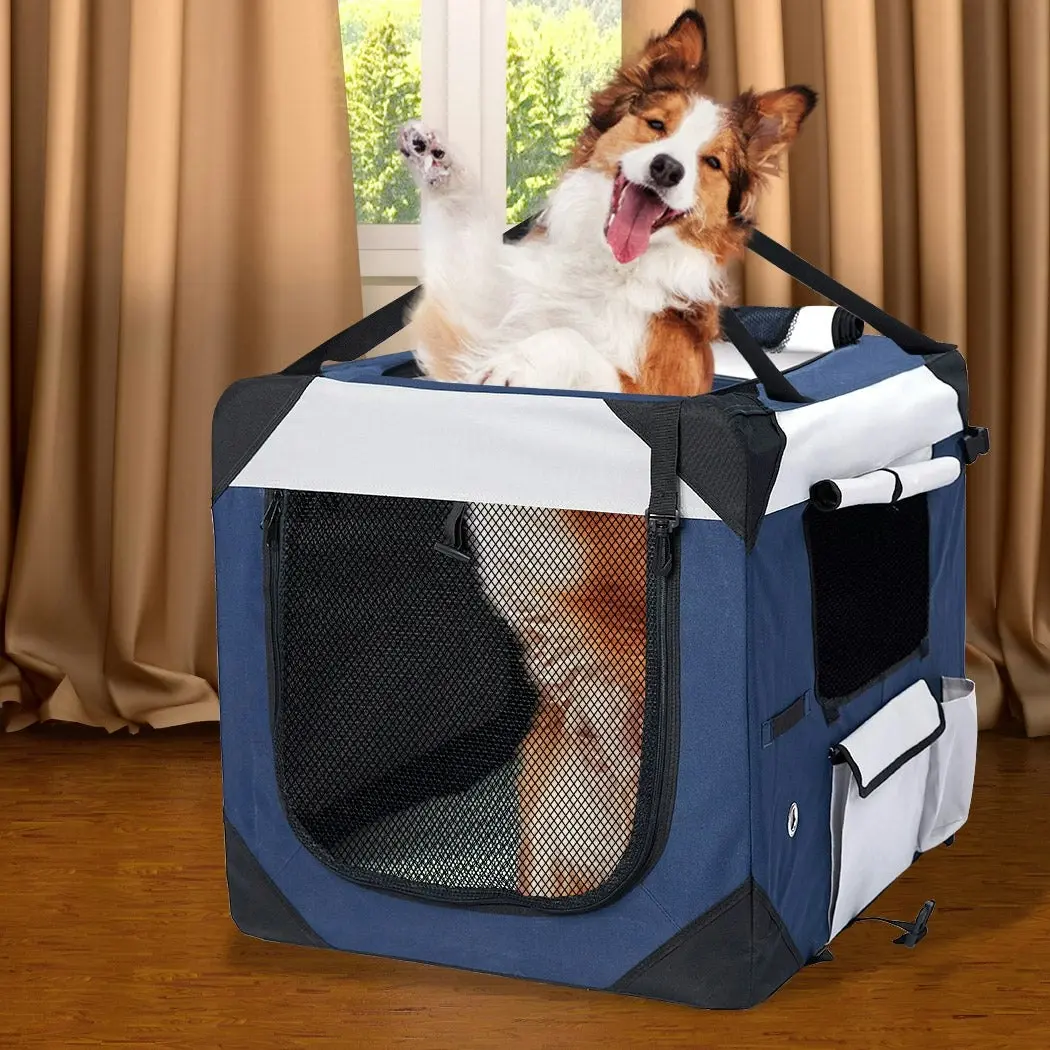 Pawz Pet Soft Crate Dog Cat Travel Carrier Puppy Kennel Folding Portable Blue XXL