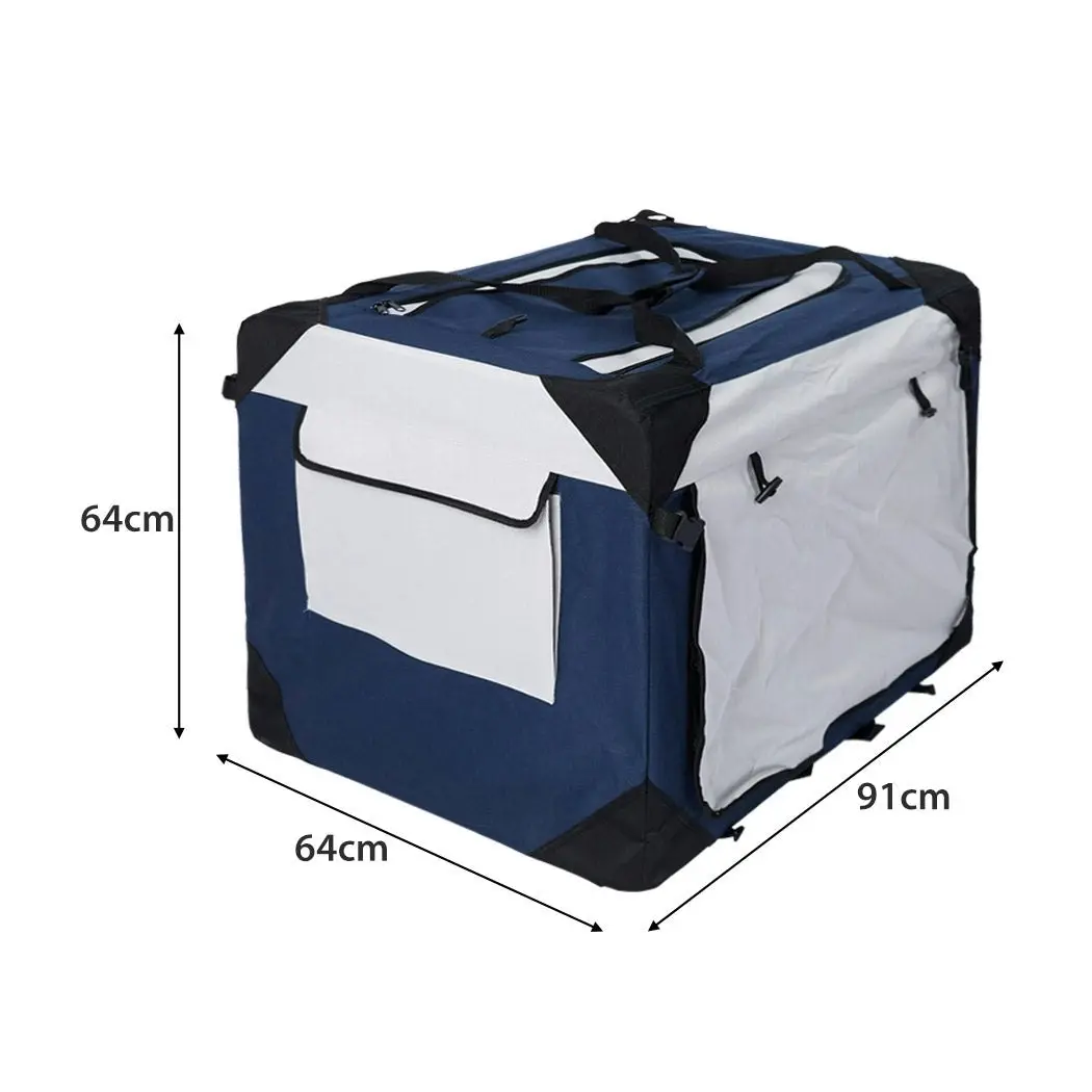 Pawz Pet Soft Crate Dog Cat Travel Carrier Puppy Kennel Folding Portable Blue XL