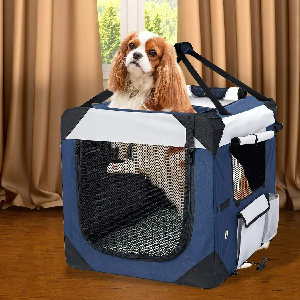 Pawz Pet Soft Crate Dog Cat Travel Carrier Puppy Kennel Folding Portable Blue XL