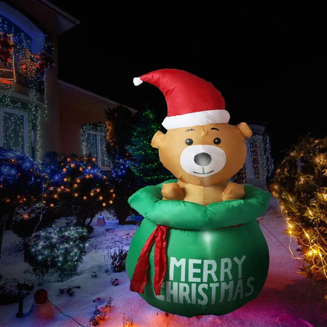 Santaco Inflatable Christmas Decorations Bubbly Bear 1.5M LED Lights Xmas Party