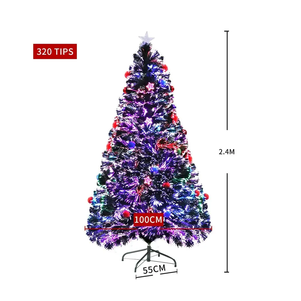 Santaco Christmas Tree 2.4M 8Ft Xmas Decorations Fibre Optic Multicolour Lights