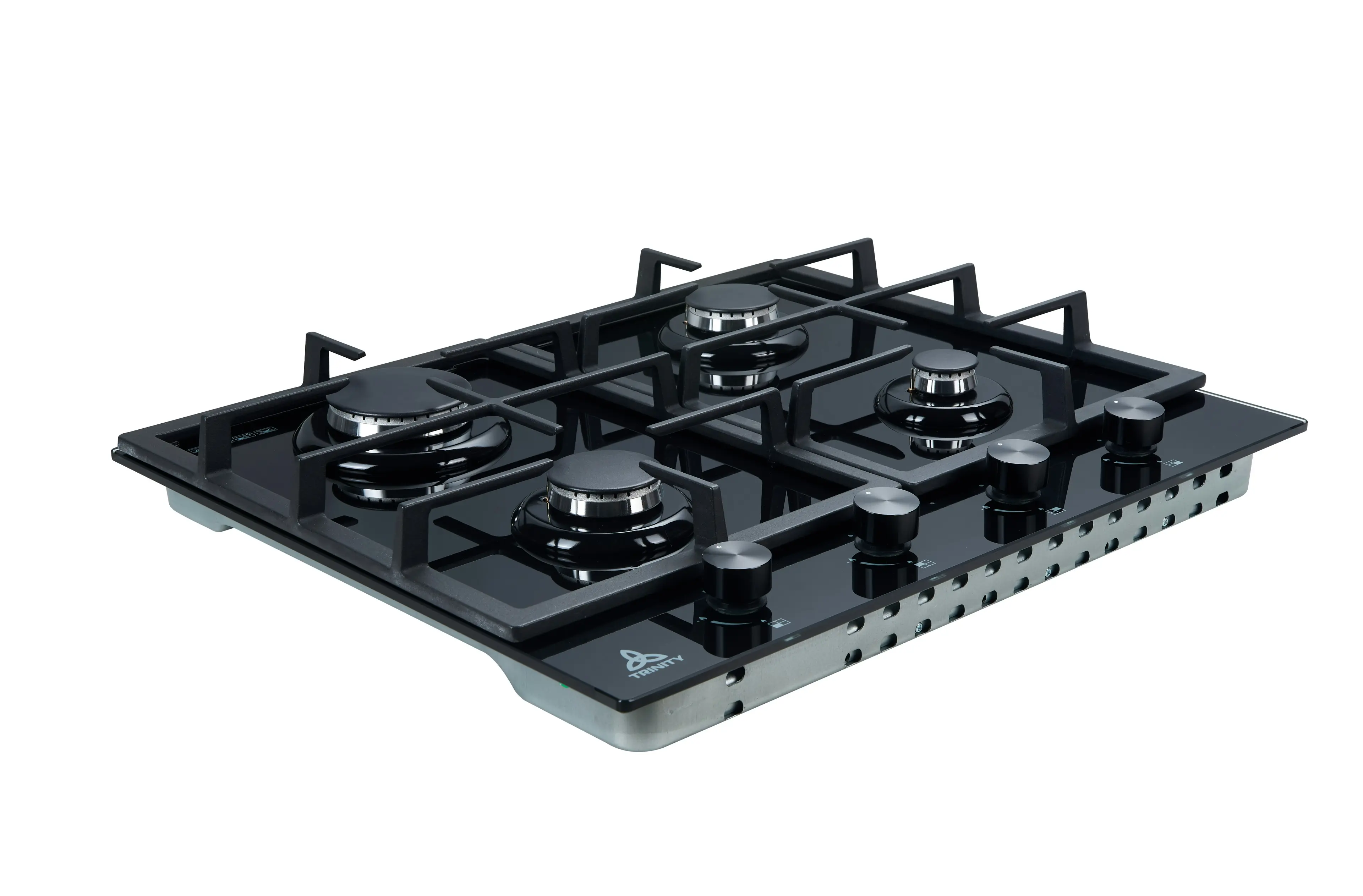 Trinity 60cm 4 Burner Gas Black Glass Cooktop