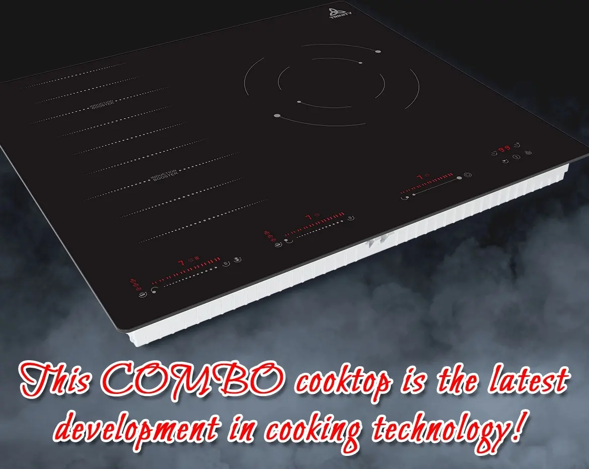 Trinity 60cm Built-in Combo Cooktop 3 Heating Extra Large Zones 2 Induction 1 Ceramic