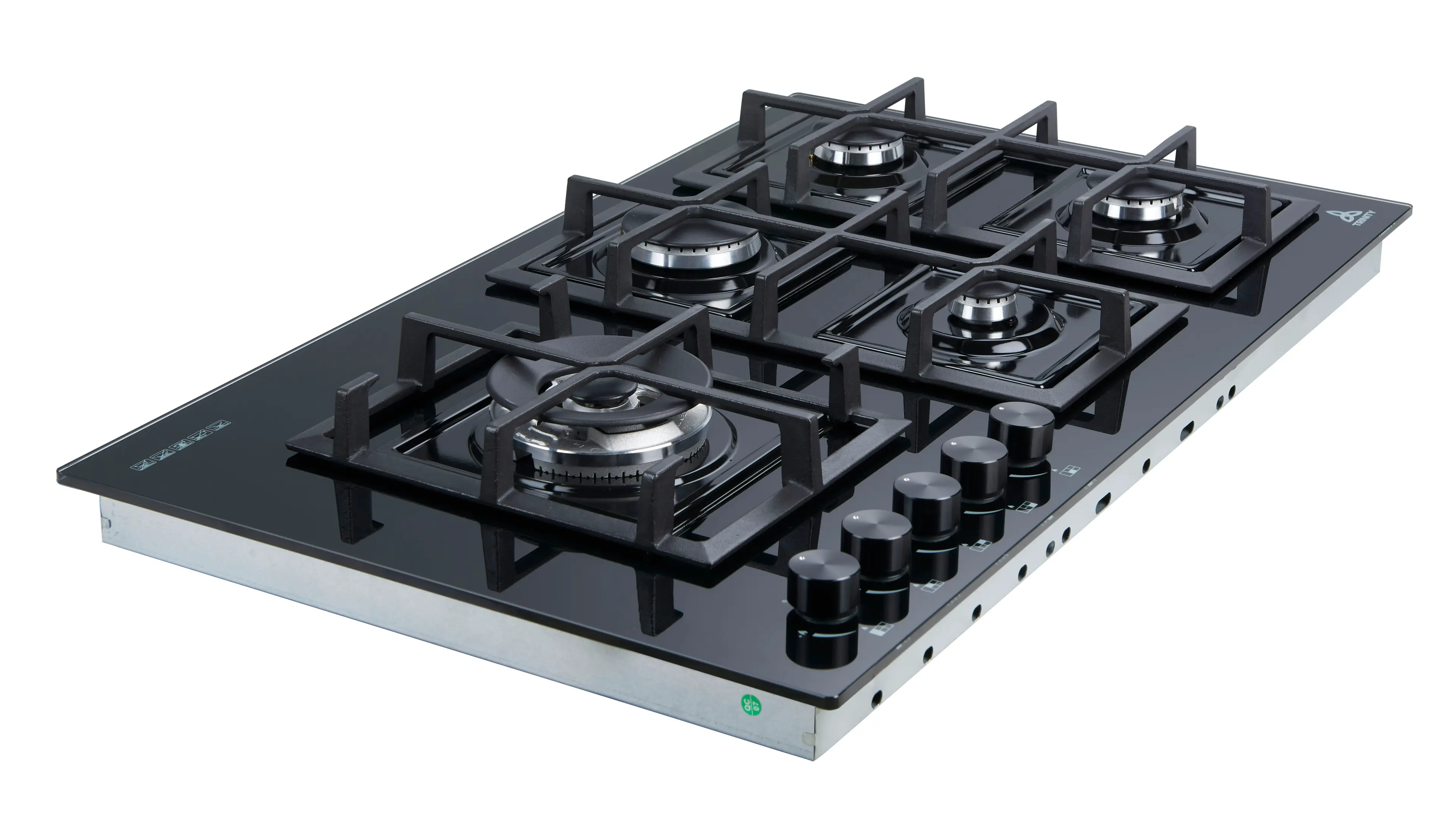 Trinity 90cm Built-in Gas WOK Cooktop 5 Burner Black Glass