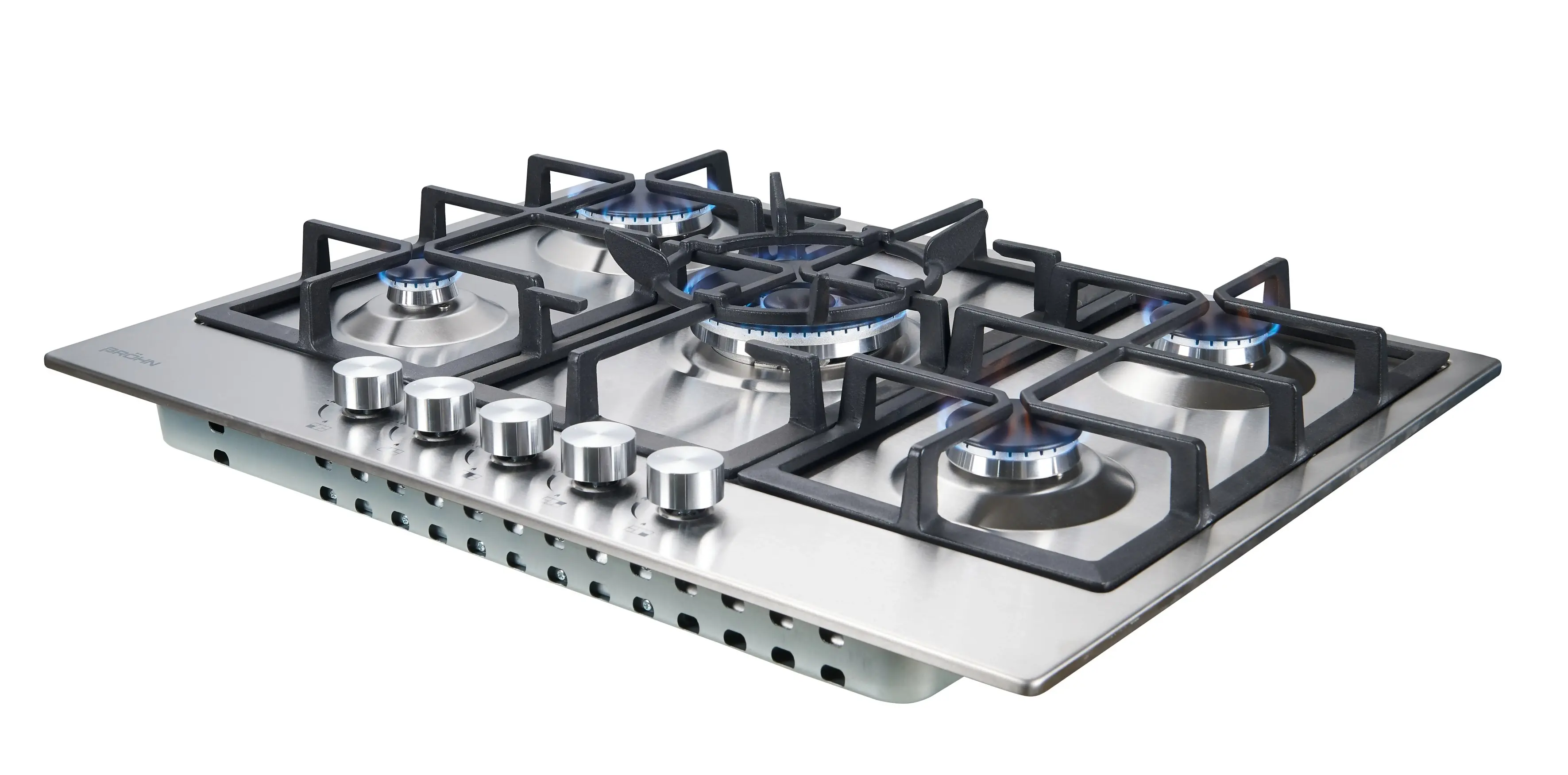 Brohn 70cm Built-in Gas WOK Cooktop 5 Burner Stainless Steel