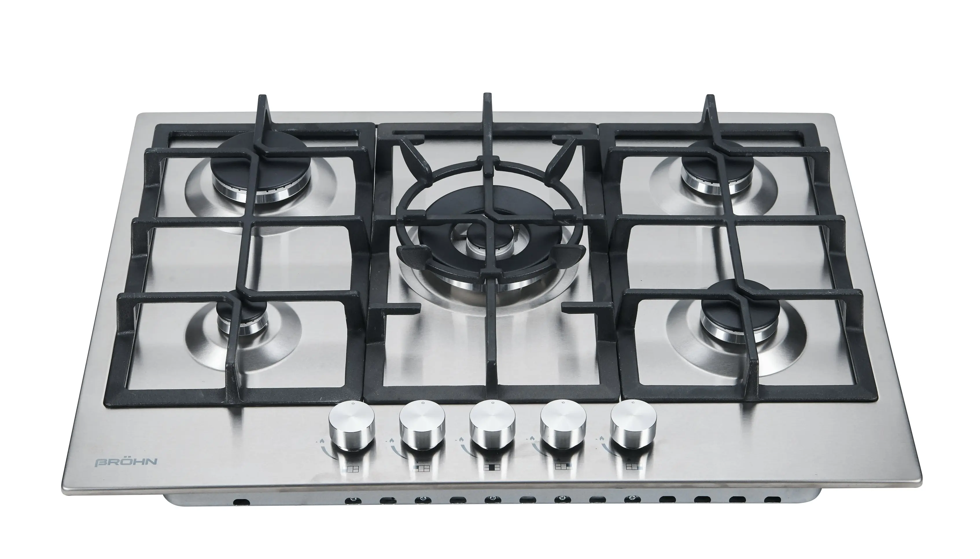 Brohn 70cm Built-in Gas WOK Cooktop 5 Burner Stainless Steel