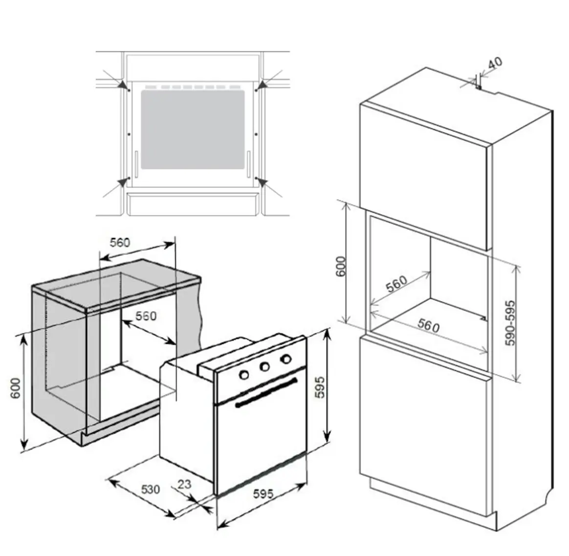 Trinity 60cm Built-in Electric Oven 5 Functions